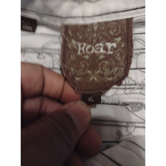 ROAR Buckle Enough Excuses Embroidered White Long Sleeve Button Shirt Men's XL - Picture 7 of 12